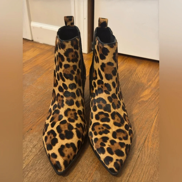 Nine West Leopard Pony Hair Chelsea Boots Pointed Toe Women’s Size 10 - Picture 2 of 8